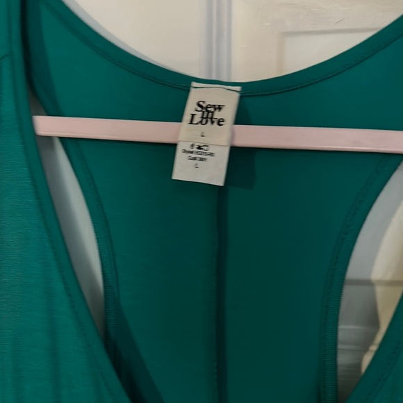 Sew in Love teal/emerald Sleeveless High-Low ruffle dress. Worn once. Size L - Picture 2 of 4
